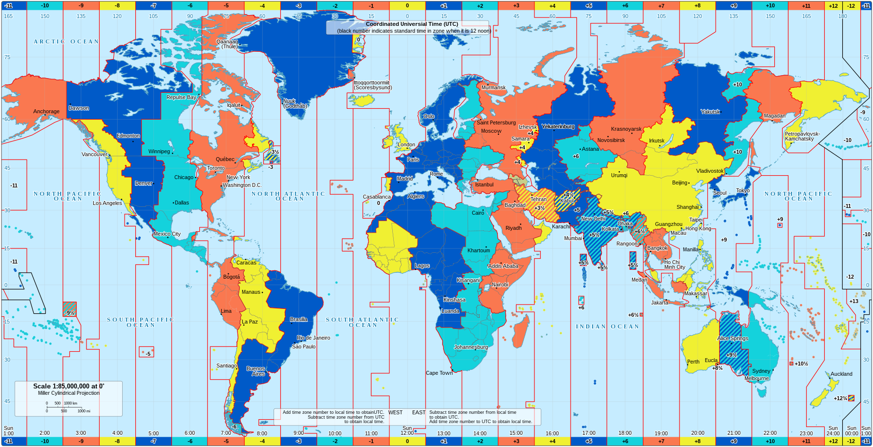World Timezones on a map